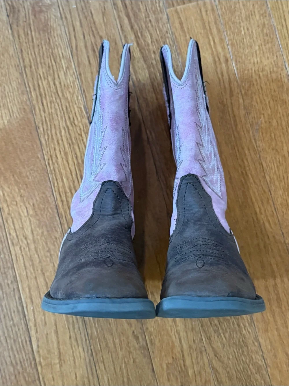 Roper Girls 13 Kids Pink Brown Square Toe Western Cowboy Cowgirl Boots Rodeo